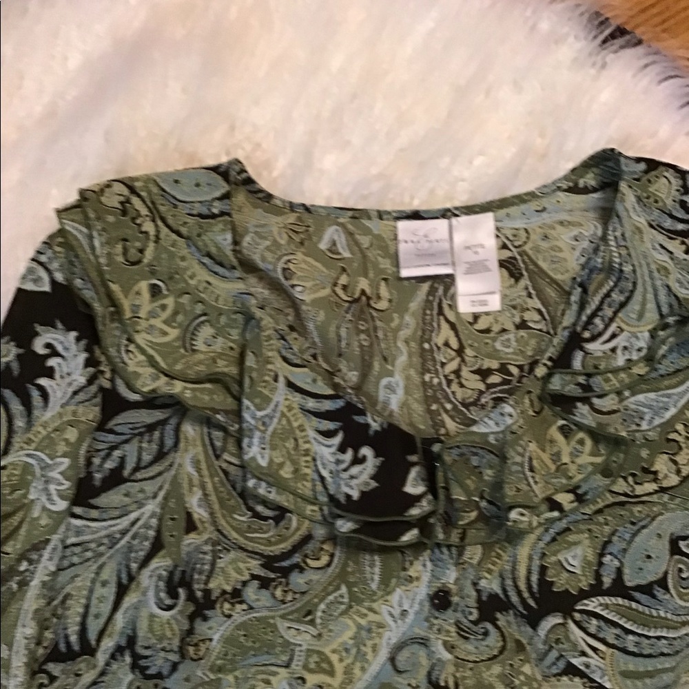 4/$10 item🤑 Emma James Green Paisley Blouse sz 16P & Skirt sz 14P - Picture 7 of 11